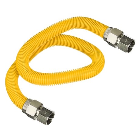 Flextron Gas Line Hose 5/8'' O.D.x30'' Len 3/4" FIP Fittings Yellow Coated Stainless Steel Flexible Connector FTGC-YC12-30O